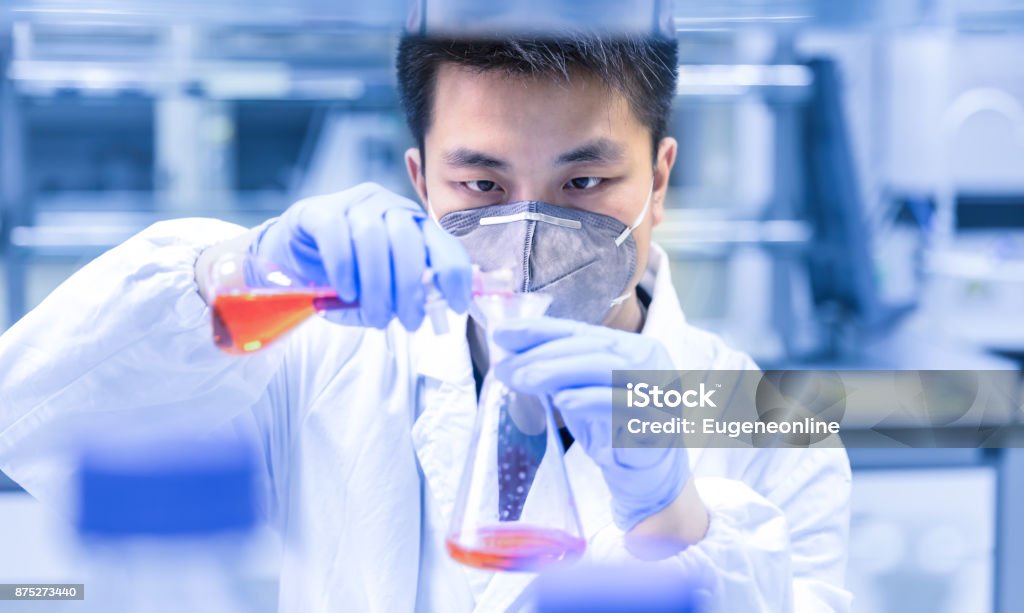 The scientist experimented in the laboratory Laboratory Stock Photo