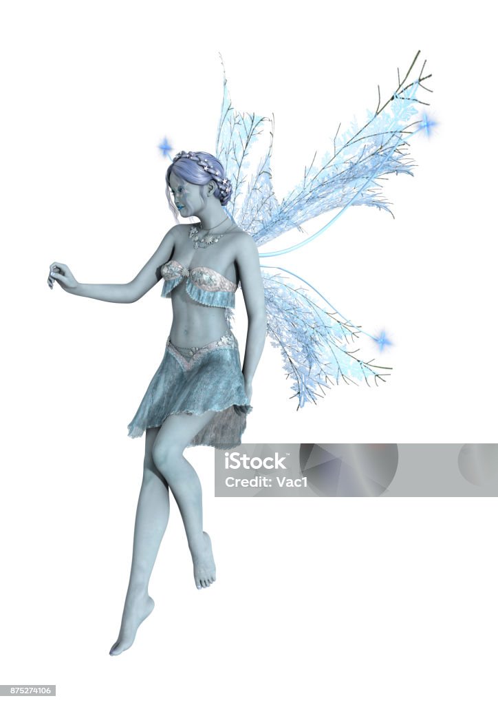 3D rendering winter fairy on white 3D rendering of a beautiful winter fairy isolated on white background Fairy Stock Photo