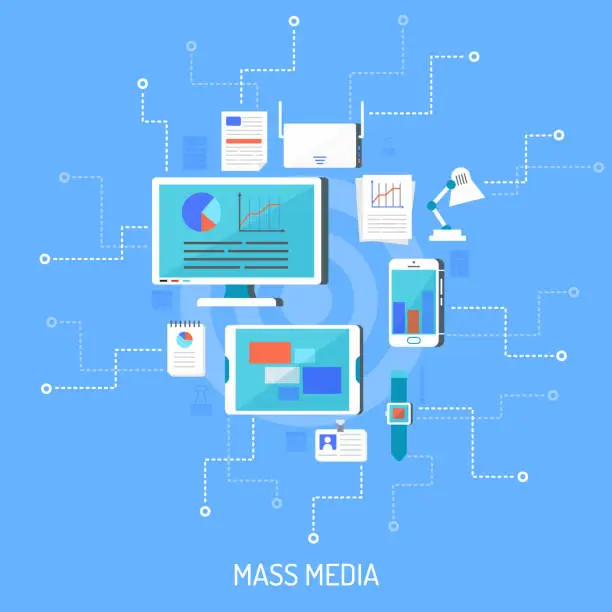 Vector illustration of Orthogonal banner mass media.