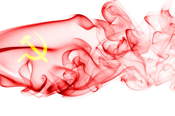 istock Communist national smoke flag 875280172