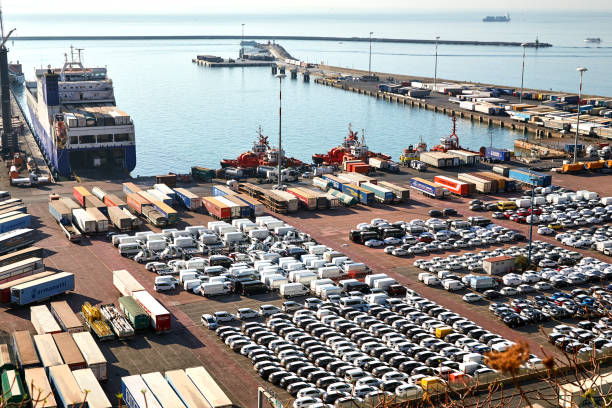 Marine trade terminal in Italy stock photo