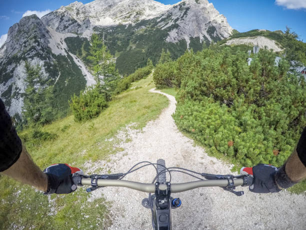 istock Mountain bike ride in Alps POV 875280596