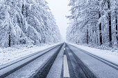 Frozen road, Hokaido,Japan.