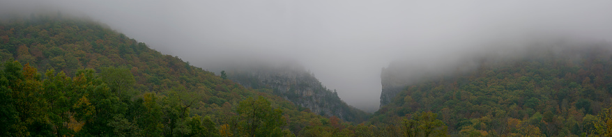 Panoramic of low clouds at Champs Rocks, WV