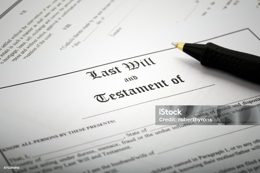 Signing Last Will & Testament Will - Legal Document Stock Photo