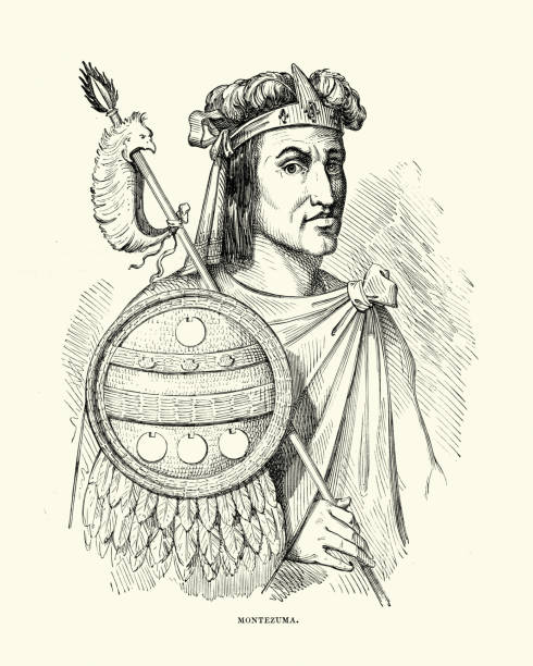 kaisar aztec kesembilan moctezuma ii (montezuma) - montezuma ii ilustrasi stok