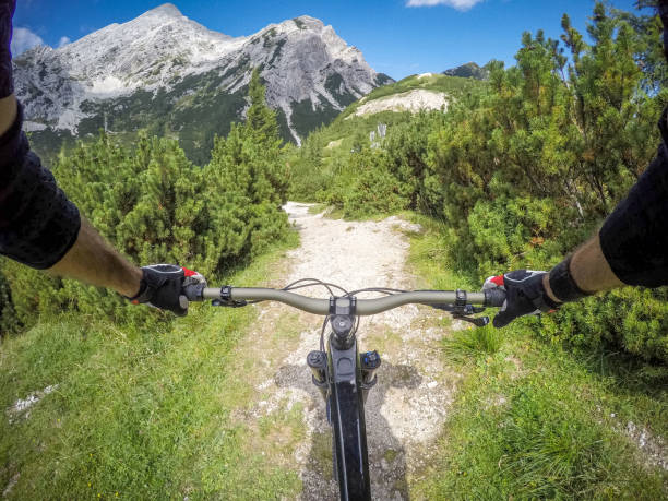 istock Mountain bike ride in Alps POV 875285768