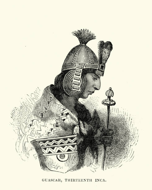 huascar, sapa inca imperium inków - old fashioned indigenous culture inca past stock illustrations