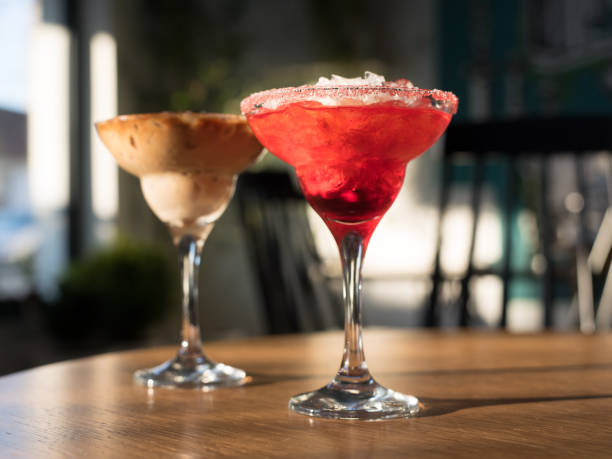 istock Chocolate and pink martini cocktails on the bar background 875286646