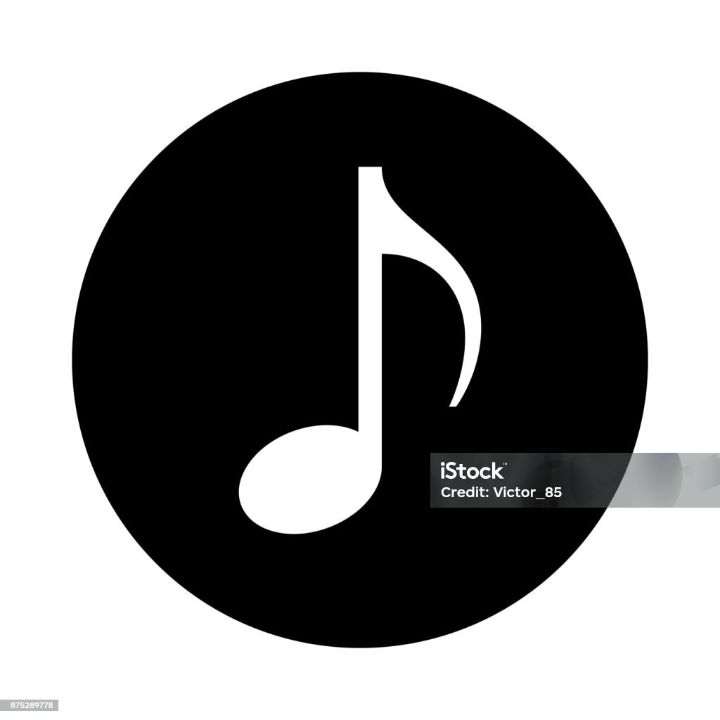 Musik-Hinweis-Kreis-Symbol. Schwarz, rund, minimalistischen Symbol isoliert auf weißem Hintergrund. - Lizenzfrei Achtelnote Vektorgrafik