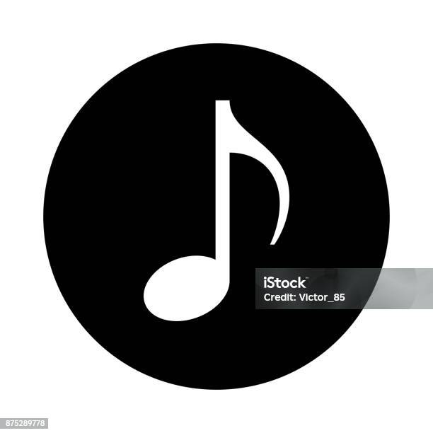 Musikhinweiskreissymbol Schwarz Rund Minimalistischen Symbol Isoliert Auf Weißem Hintergrund Stock Vektor Art und mehr Bilder von Achtelnote