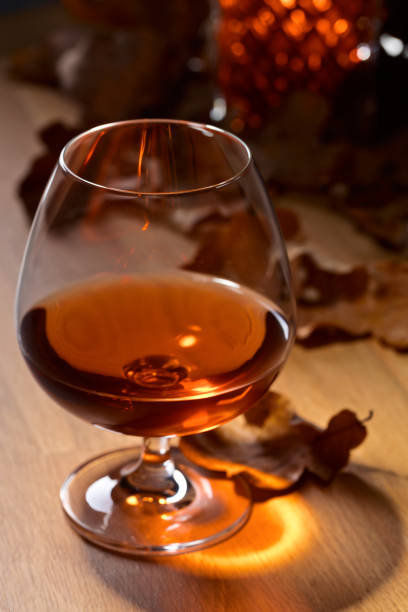 istock Brandy and dried up oak leaves . 875293290
