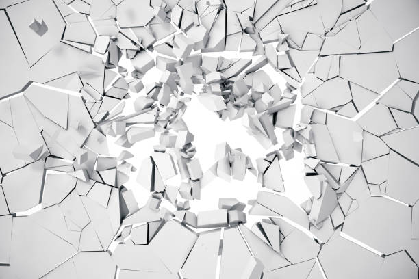 istock 3d rendering cracked earth abstract background with volume light rays. Cracked concrete earth abstract background. 875297552
