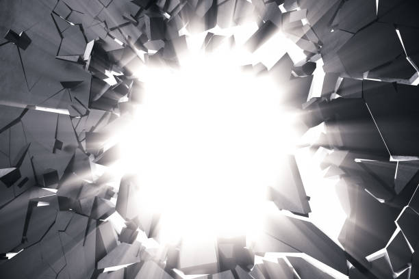 istock 3d rendering cracked earth abstract background with volume light rays. Cracked concrete earth abstract background. 875297554