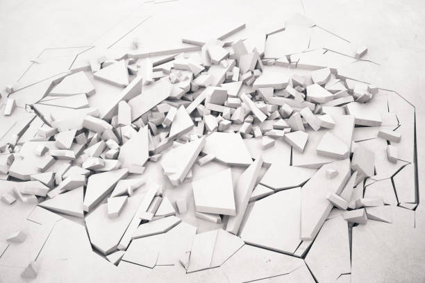 istock 3d rendering cracked earth abstract background. Cracked concrete earth abstract background. 875297558