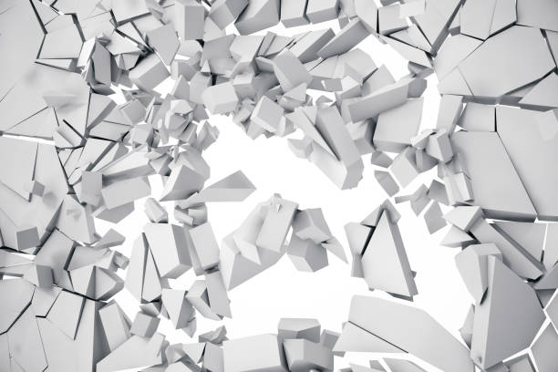 istock 3d rendering cracked earth abstract background with volume light rays. Cracked concrete earth abstract background. 875297560