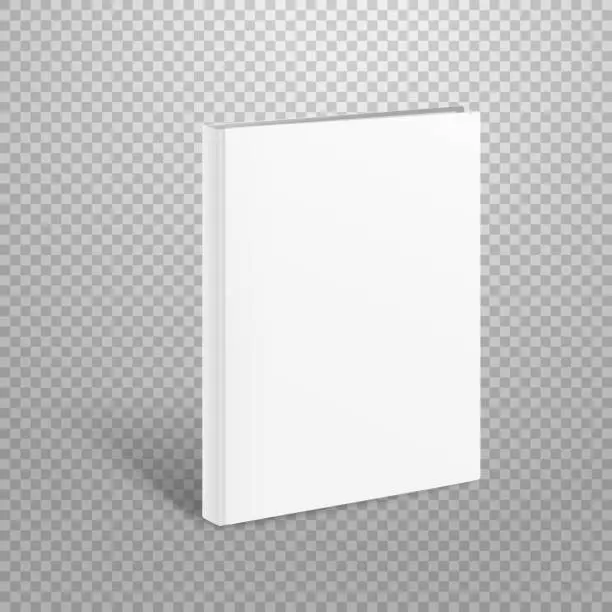 Vector illustration of Blank thin book vector mockup. Paper book isolated on transparent