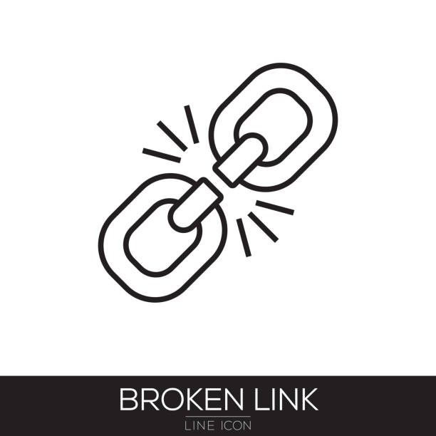 BROKEN LINK LINE ICON BROKEN LINK LINE ICON broken chain stock illustrations