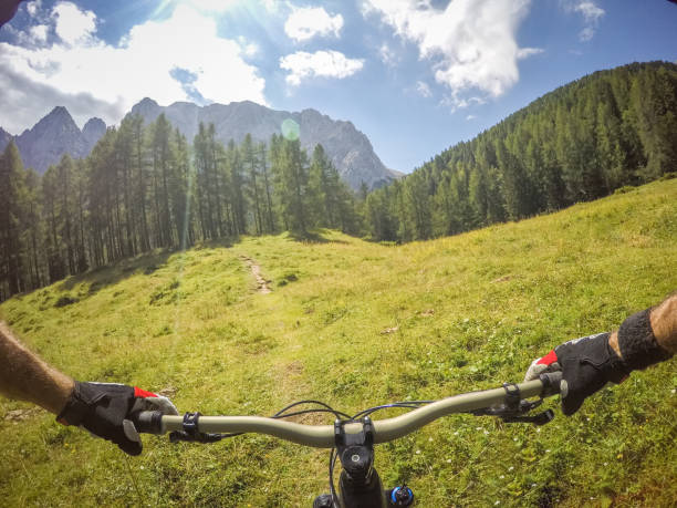 istock Mountain bike ride in Alps POV 875303974