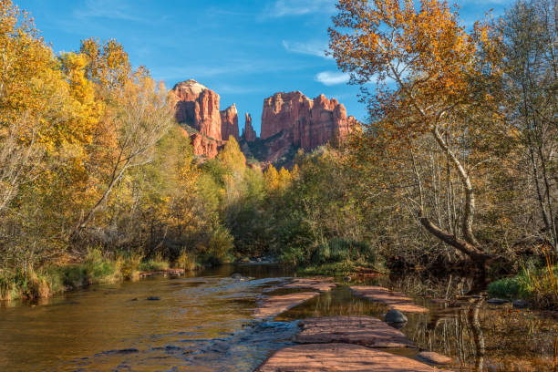 Cathedral Rock Fall Landscape stock photo