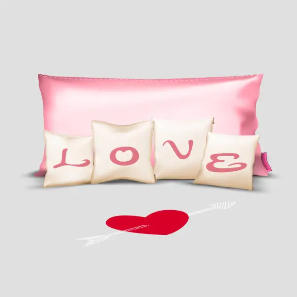 Vector illustration of Set of Pillows with Love,Wedding ,Valentine's Day