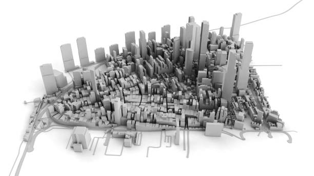 istock Architectural 3D model illustration of a large city on a whitebackground 875307900