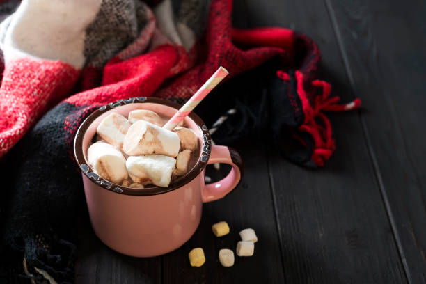 istock Enamel cup of hot cocoa with marshmallows 875316118