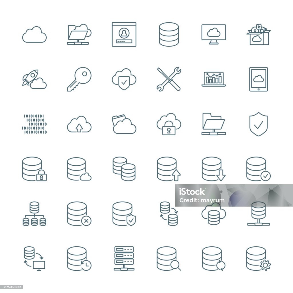 Database, cloud computing, network vector icons set Line Icon stock vector