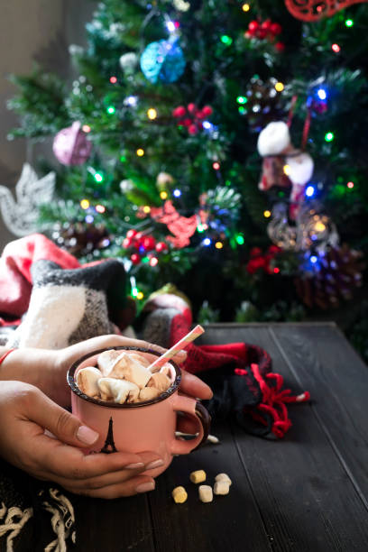 istock Enamel cup of hot cocoa with marshmallows 875316234