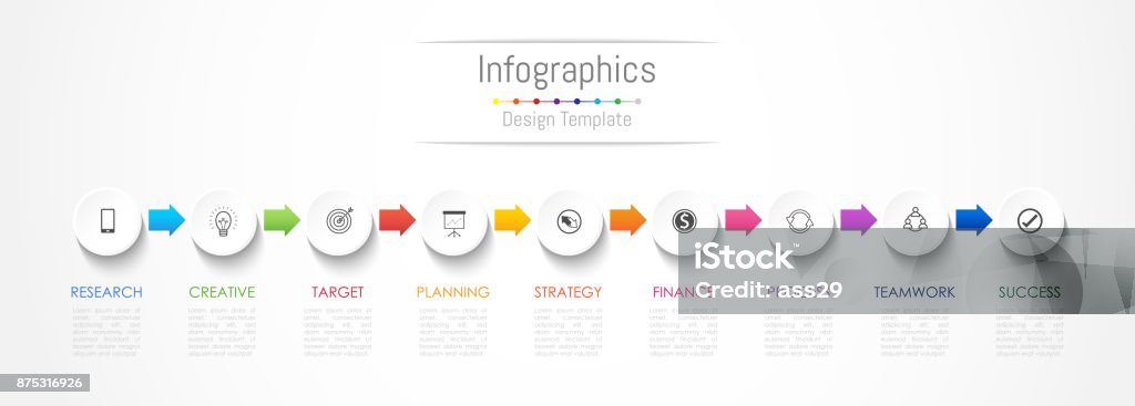 Infographic design elements for your business data with 9 options, parts, steps, timelines or processes. Vector Illustration. 8-9 Years stock vector