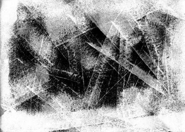 istock Abstract mysterious artistic work on black paper painted with paint roller on white color 875326852
