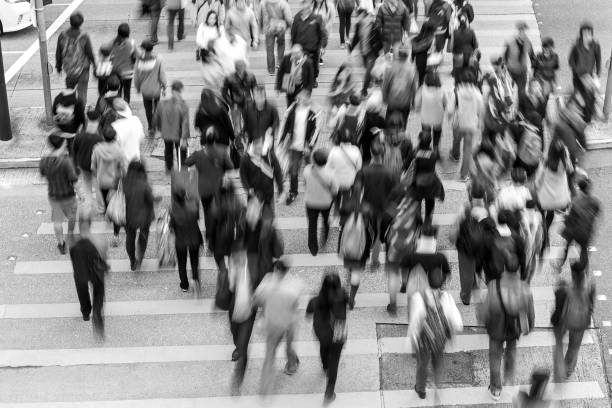 istock Hong Kong Busy Street (black and white) 875327912