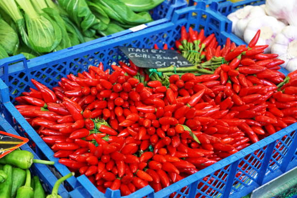istock Red hot pepper at the Viktualienmarkt. Munich, Bavaria. 875332048