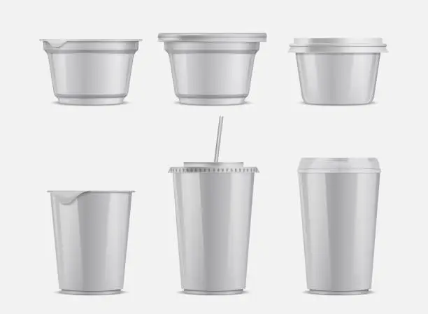Vector illustration of Vector food and drink plastic container set