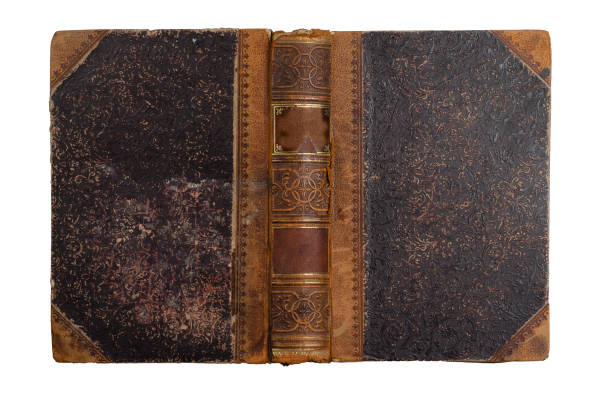 old book Cropped old book with clear traces of use. Well suited for photomontages and 3D editing. leather photos stock pictures, royalty-free photos & images