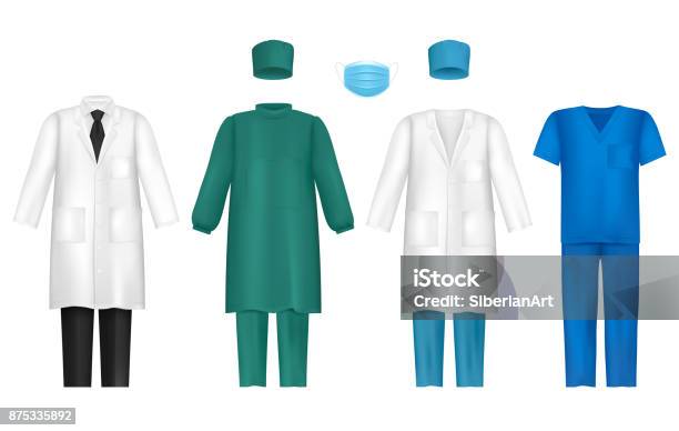 Vector Medical Clothes For Healthcare Professionals Set Stock Illustration - Download Image Now