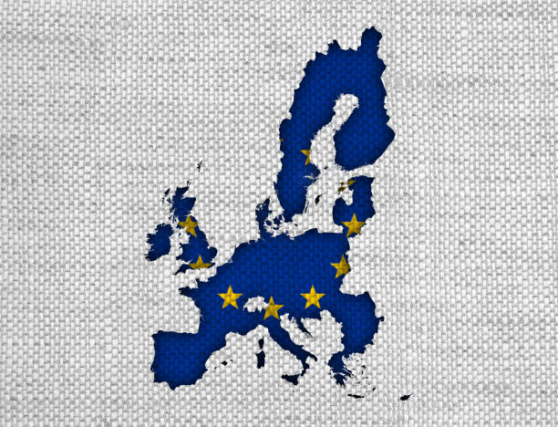 istock Map and flag of the EU on old linen 875336378