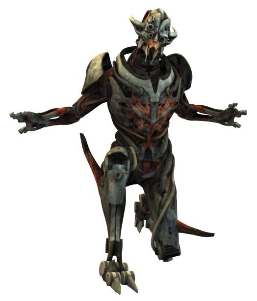 istock Cyborg monster concept 3d illustration isolated on white 875338980