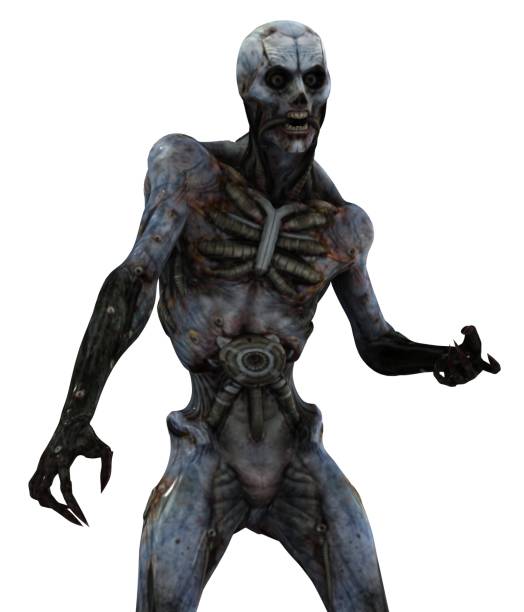 istock Cyborg monster concept 3d illustration isolated on white 875339478