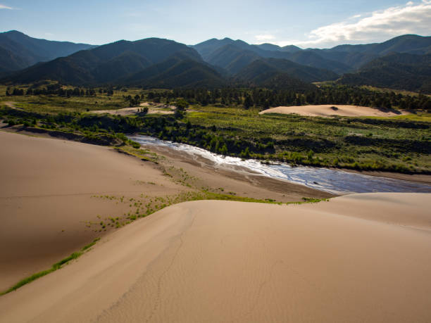 istock Great Sand Dunes Landscape, Dunes, River, Mountain Range, Colorado 875340030