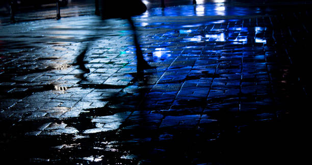 piernas de una mujer joven caminando en la noche - nightlife city night rain fotografías e imágenes de stock