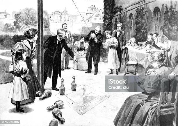 Sunday Afternoon In The Parish Priests Garden Couples Play Bowling Stock Illustration - Download Image Now