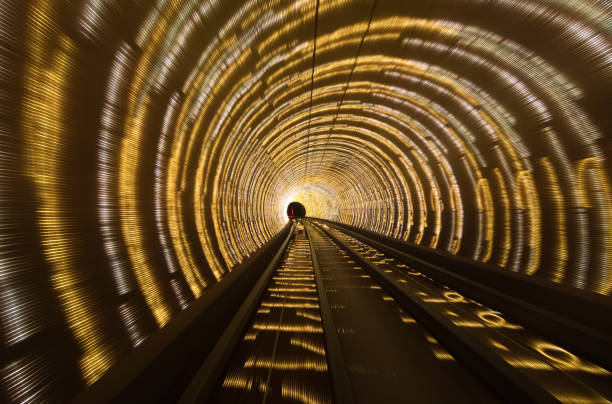istock Subway tunnel lit up with rope lights 875363086