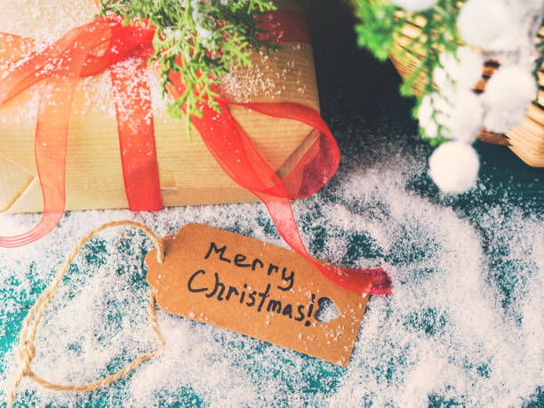 istock Merry Christmas greeting card with gift 875367294