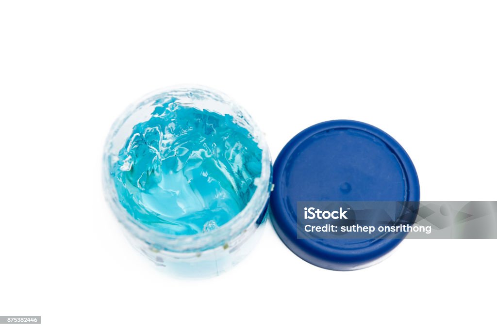 hair gel Blue hair gel in the gearbox. Hair Gel Stock Photo