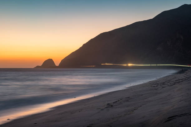 Coastline at Point Mugu California during sunset.