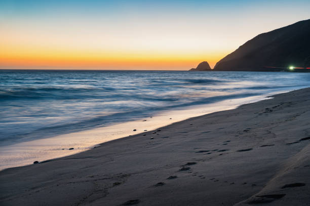 Coastline at Point Mugu California during sunset.