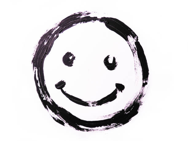 istock Black smiley drawn on a white background. Grunge drawing. Smile face 875394894