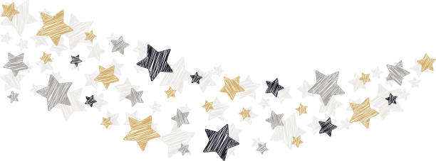 istock Swirl of christmas stars scribbles drawing on white isolated background 875398498