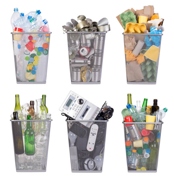 Bins full of garbage that can be recycled